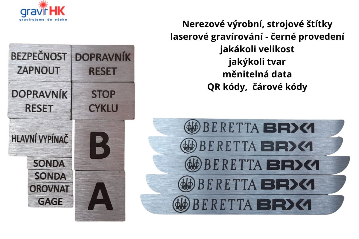 Laserové gravírování do nerezu, gravírování do kovu. Výroba nerezových štítků.